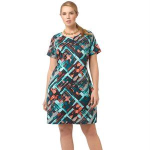 Triste Abstract Cityscape Shift Dress (2X)